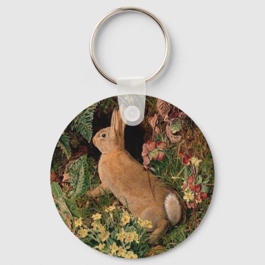 Bunny Rabbit Flower Fern  Woodland Spring Sleutelhanger (Voorkant)
