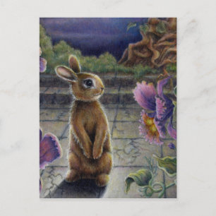 Bunny Rabbit & Flowers Night Dreaming Briefkaart