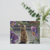 Bunny Rabbit & Flowers Night Dreaming Briefkaart (Staand voorkant)