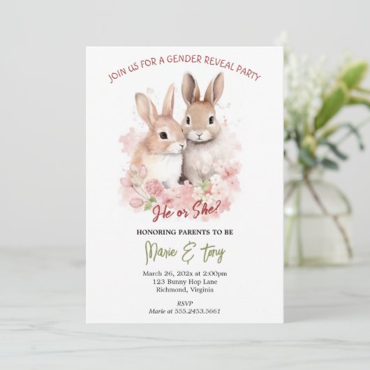 Bunny Rabbit Genre Révéler Invitation (Debout devant)