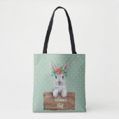 Bunny Rabbit - Gepersonaliseerd teken - Groene poo Draagtas (Voorkant)