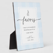 Bunny Rabbit Gingham Blue Gingham Favors Sign Fotoplaat (Zijkant)