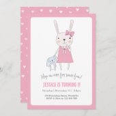 Bunny Rabbit Girl Birthday Uitnodiging (Voorkant / Achterkant)