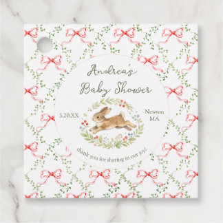 Bunny Rabbit Girl Floral Pink Bow Baby Shower  Bedankjes Labels