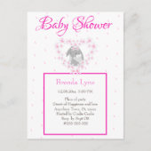 Bunny Rabbit Girl Pink Baby shower uitnodiging Pos (Voorkant)
