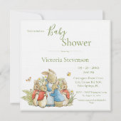 Bunny Rabbit Green Baby shower Invitation (Voorkant)