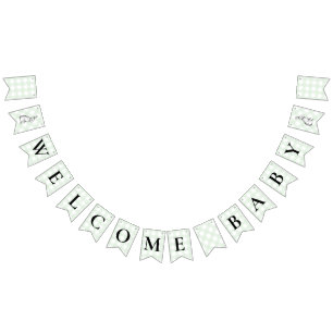 Bunny Rabbit Green Gingham Baby shower Bunting Vlaggetjes