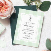 Bunny Rabbit Green Gingham Christening Uitnodiging