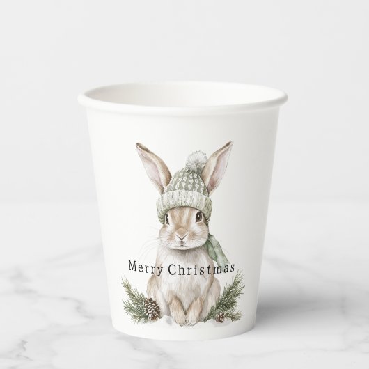 Bunny Rabbit Green Hat Christmas Papieren Bekers (Voorkant)