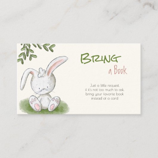 Bunny Rabbit Greenery Gender Neutral breng een boe Informatiekaartje (Voorkant)