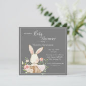 Bunny Rabbit Gris Baby shower Invitation (Debout devant)