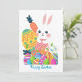 Bunny Rabbit Happy Pasen Feestdagenkaart (Staand voorkant)