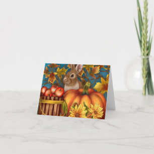 Bunny Rabbit Herfst Notecard Feestdagen Kaart