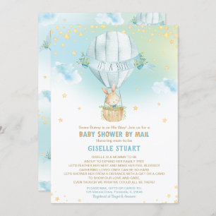Bunny Rabbit Hot Air Balloon Baby shower per post Kaart