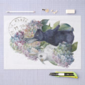 Bunny Rabbit Hydrangea Flower French Postmark Tissuepapier (Craft)