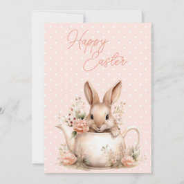 Bunny Rabbit in a Teapot Happy Easter Feestdagenkaart