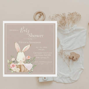 Bunny Rabbit Invitation Baby shower neutre