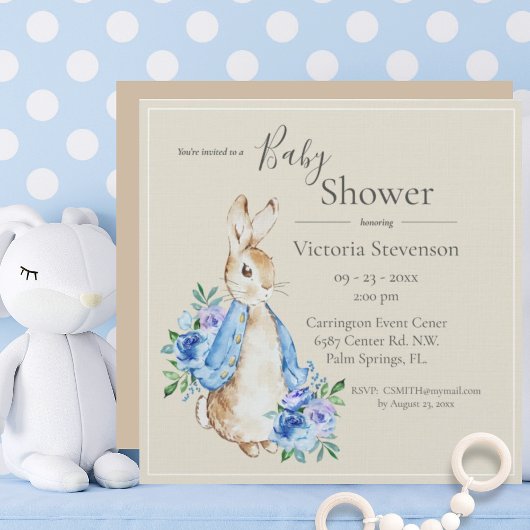 Bunny Rabbit Invitation Baby shower neutre