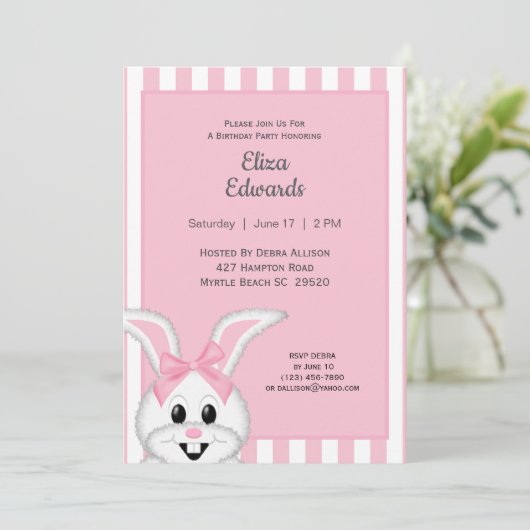 Bunny Rabbit Invitation d'anniversaire (Debout devant)