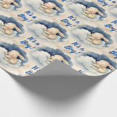 Bunny Rabbit Is een Boy Baby shower Cadeaupapier (Hoek)