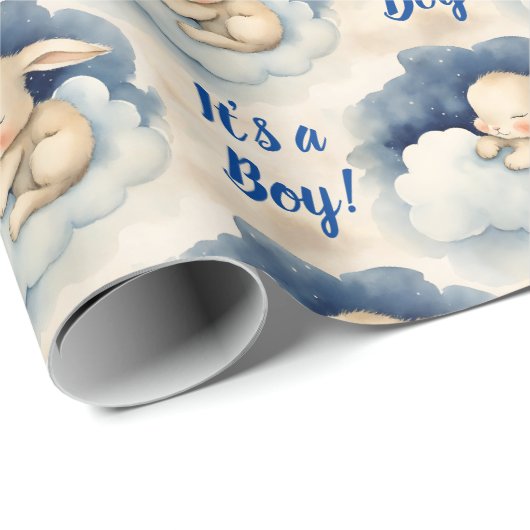 Bunny Rabbit Is een Boy Baby shower Cadeaupapier (Rol Hoek)