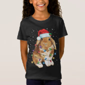 Bunny Rabbit-kerstlampjes Santa Hat Funny Xmas T-shirt (Voorkant)