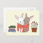 Bunny Rabbit Livre de lecture Carte postale Cute B (Devant / Derrière)