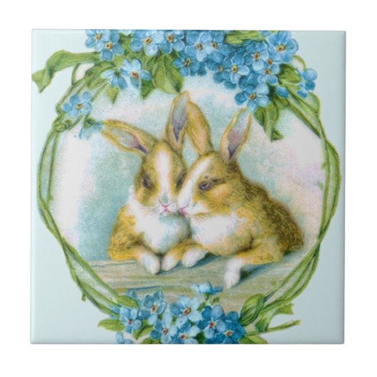 Bunny Rabbit Love Tile Tegeltje (Voorkant)