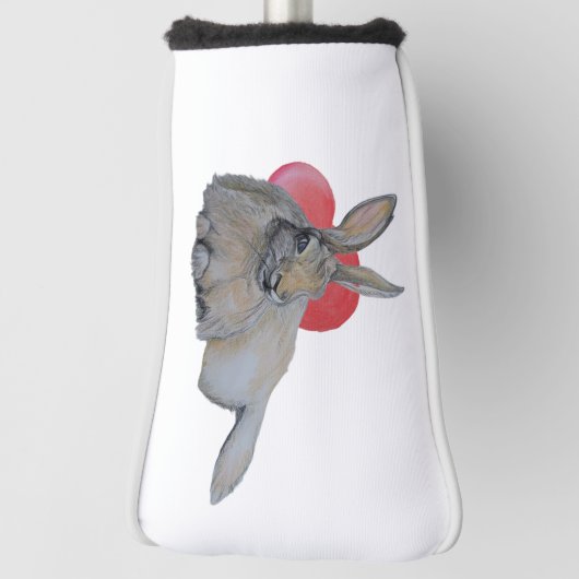Bunny Rabbit Love with Red Heart Art Golfheadcover (Draai 90)