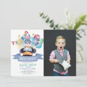 Bunny Rabbit Magic Show Boy Verjaardagsfoto Kaart (Staand voorkant)