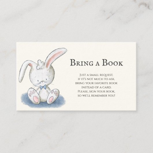 Bunny Rabbit met Blue Bow Stropdas Informatiekaartje (Voorkant)