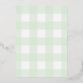 Bunny Rabbit Mint Gingham Birthday Folie Folie Uitnodiging (Achterkant)