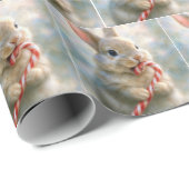 Bunny Rabbit Nibbling On a Candy Cane Cadeaupapier (Rol Hoek)