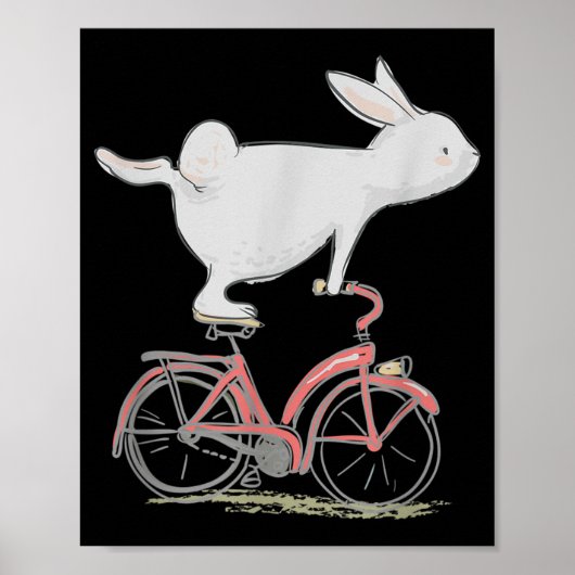 Bunny Rabbit On Bike Cycling Bicycle Poster (Voorkant)
