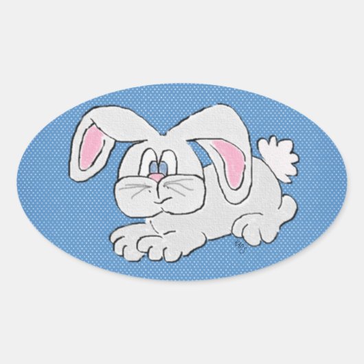 Bunny Rabbit Ovale Sticker (Voorkant)