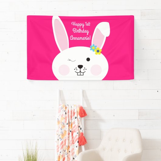 Bunny Rabbit Paaslente verjaardagsfeestje Spandoek (Insitu)