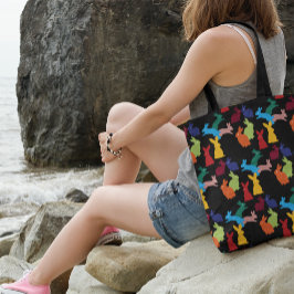 Bunny Rabbit Pattern op Black Draagtas