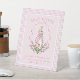 Bunny Rabbit Pink Baby Kusses Baby shower Game Reclamebord Met Voetstuk
