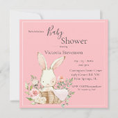 Bunny Rabbit Pink Baby shower Uitnodiging (Voorkant)