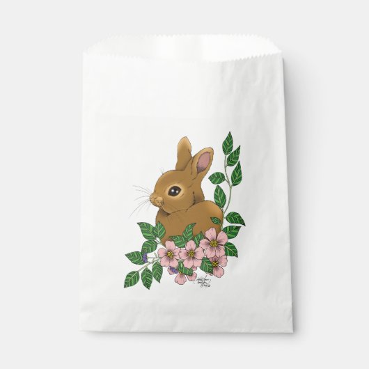 Bunny Rabbit Pink Flowers Bedankzakje (Voorkant)