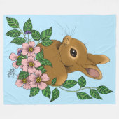 Bunny Rabbit Pink Flowers Fleece Deken (Voorkant (Horizontaal))