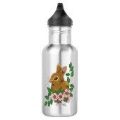 Bunny Rabbit Pink Flowers Waterfles (Rechts)