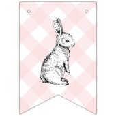 Bunny Rabbit Pink Gingham Baby shower Bunting Vlaggetjes (Tweede vlag)