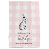 Bunny Rabbit Pink Gingham Favor Bag Medium Cadeauzakje (Achterkant)