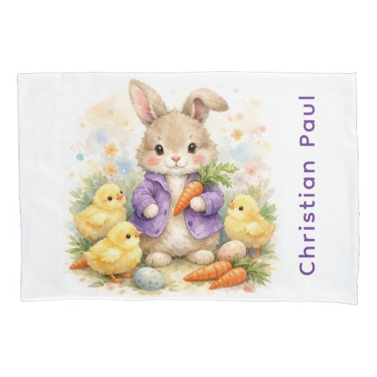 Bunny Rabbit Purple Jacket Baby Shower Gift Kussensloop (Voorkant)