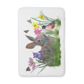 Bunny Rabbit, Robin en Flowers,  Badmat (Voorkant Verticaal)
