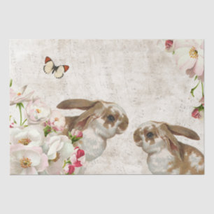 Bunny Rabbit Roos Flower Music Decoupage Pasen Tissuepapier