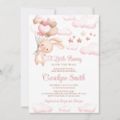Bunny Rabbit rose Baby shower de ballon Invitation (Devant)