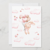 Bunny Rabbit rose Baby shower de ballon Invitation (Dos)