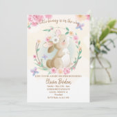 Bunny Rabbit rose fille Baby shower Invitation (Debout devant)